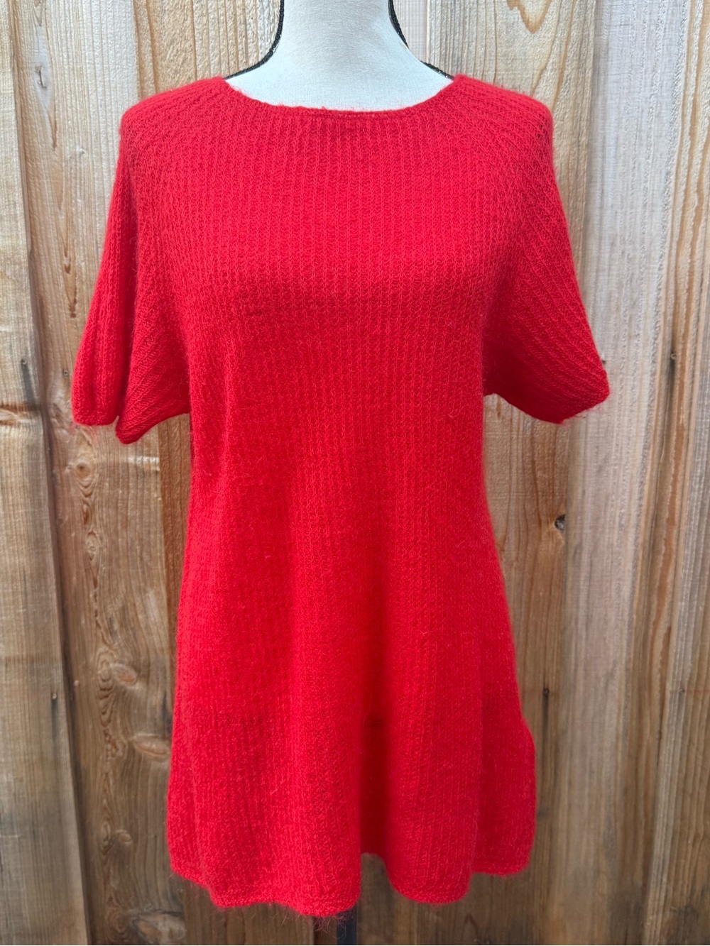 Zara Bright Red Short-Sleeve Knit Tunic
